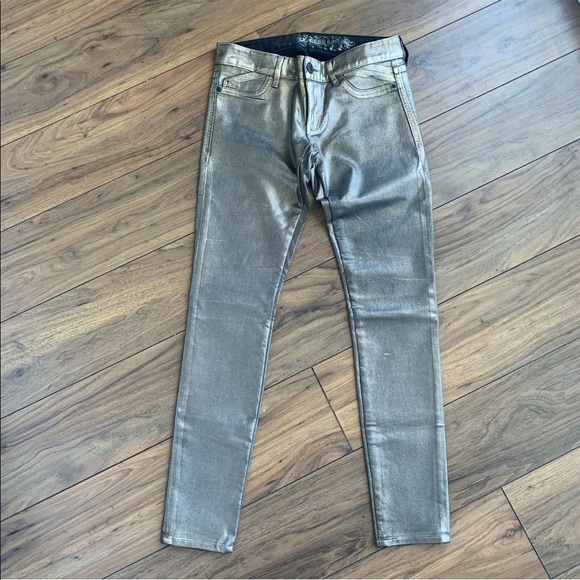 Express Gold Skinny Jeans, Low Rise - Picture 2 of 12